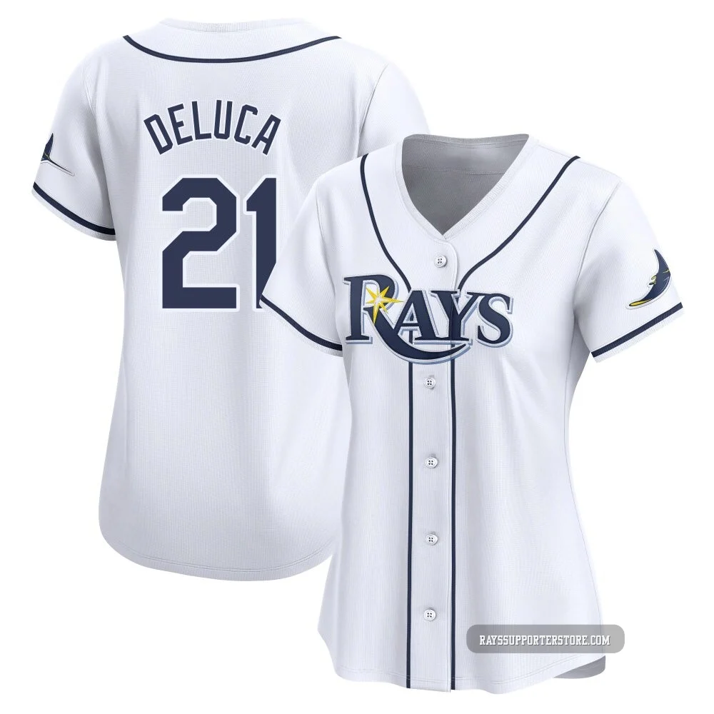 Tampa Bay Rays ＃21 Jonny DeLuca Women's Limited Home Jersey - White