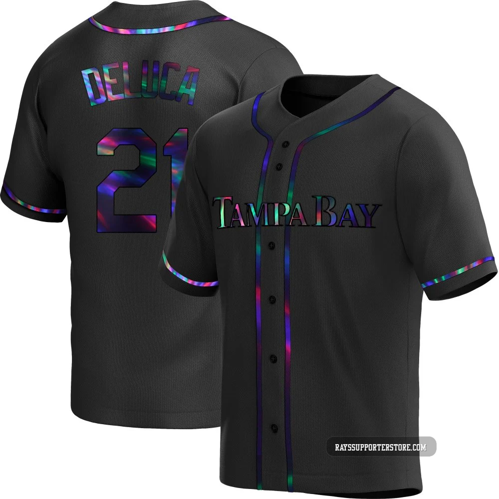 Tampa Bay Rays ＃21 Jonny DeLuca Youth Replica Holographic Alternate Jersey - Black