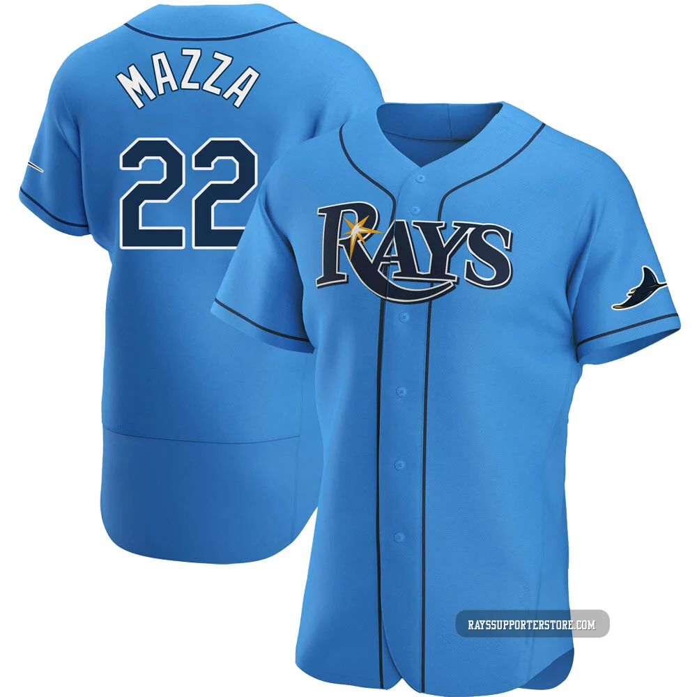 Tampa Bay Rays ＃22 Chris Mazza Men's Authentic Alternate Jersey - Light Blue