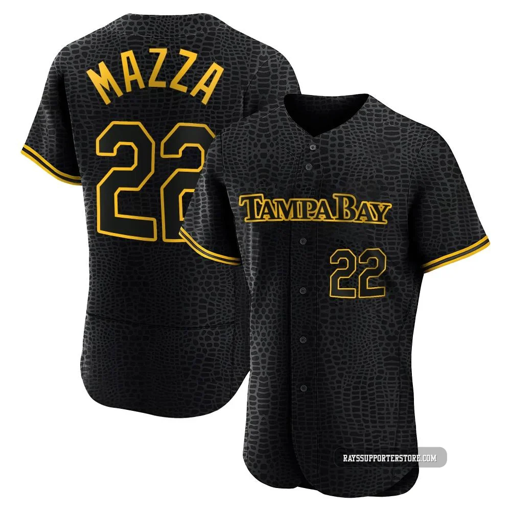 Tampa Bay Rays ＃22 Chris Mazza Men's Authentic Snake Skin City Jersey - Black