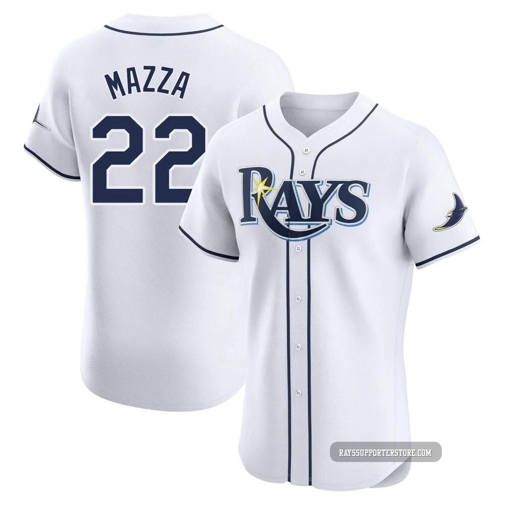 Tampa Bay Rays ＃22 Chris Mazza Men's Elite Home Jersey - White