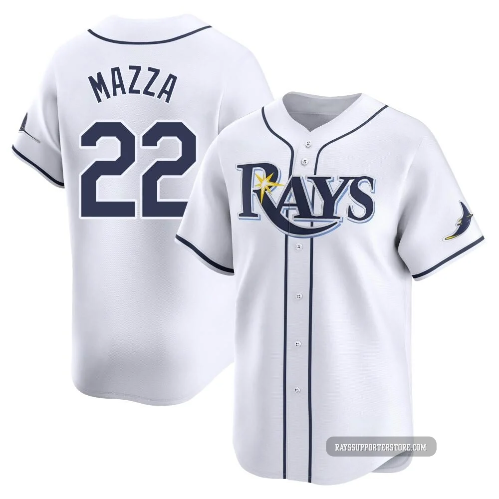 Tampa Bay Rays ＃22 Chris Mazza Men's Limited Home Jersey - White