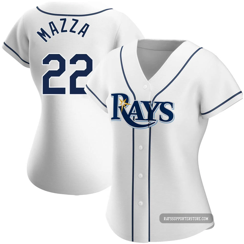 Tampa Bay Rays ＃22 Chris Mazza Women's Replica Home Jersey - White
