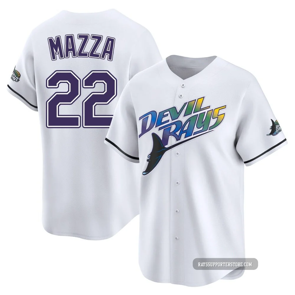 Tampa Bay Rays ＃22 Chris Mazza Youth Limited Throwback Cooperstown Jersey - White