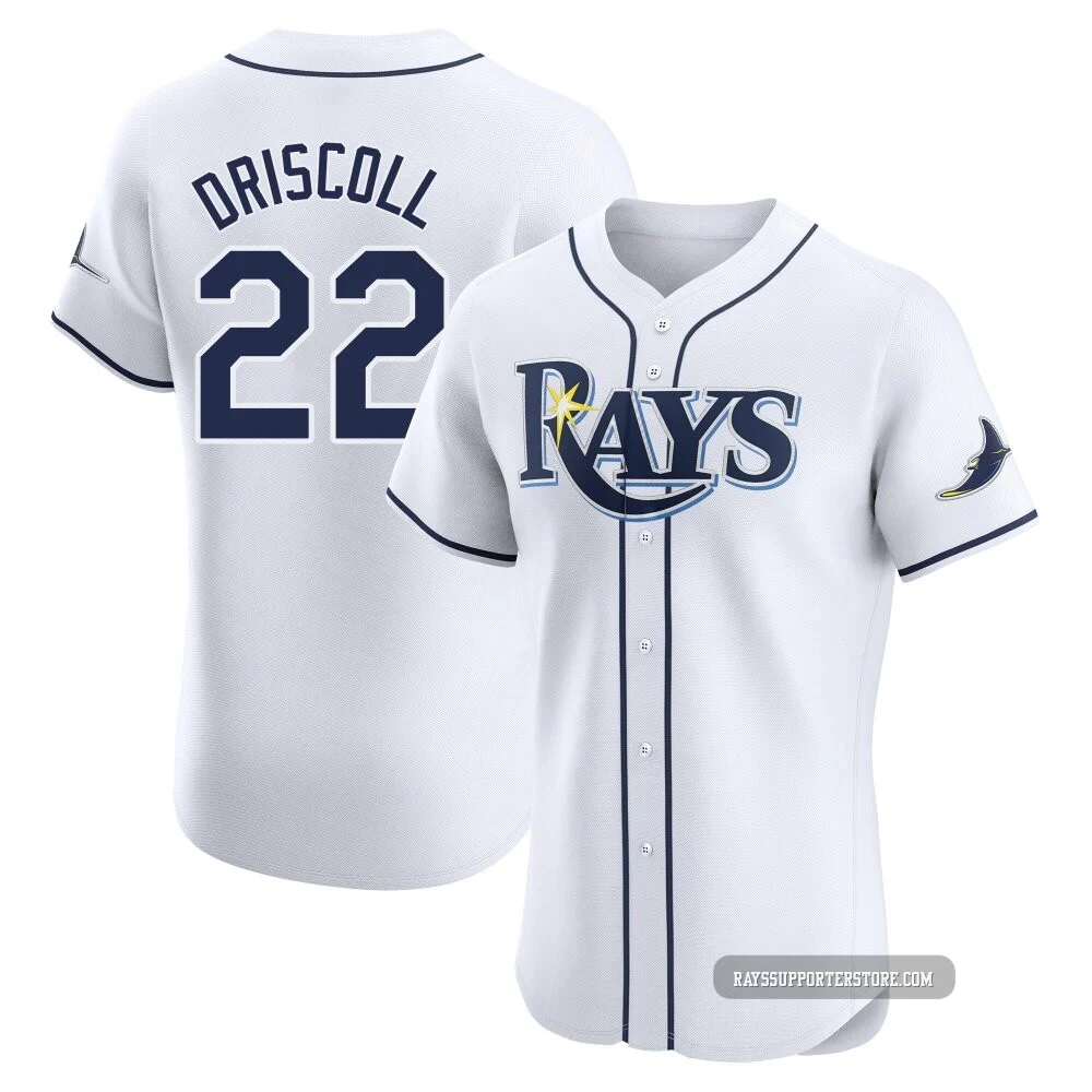 Tampa Bay Rays ＃22 Logan Driscoll Men's Elite Home Jersey - White