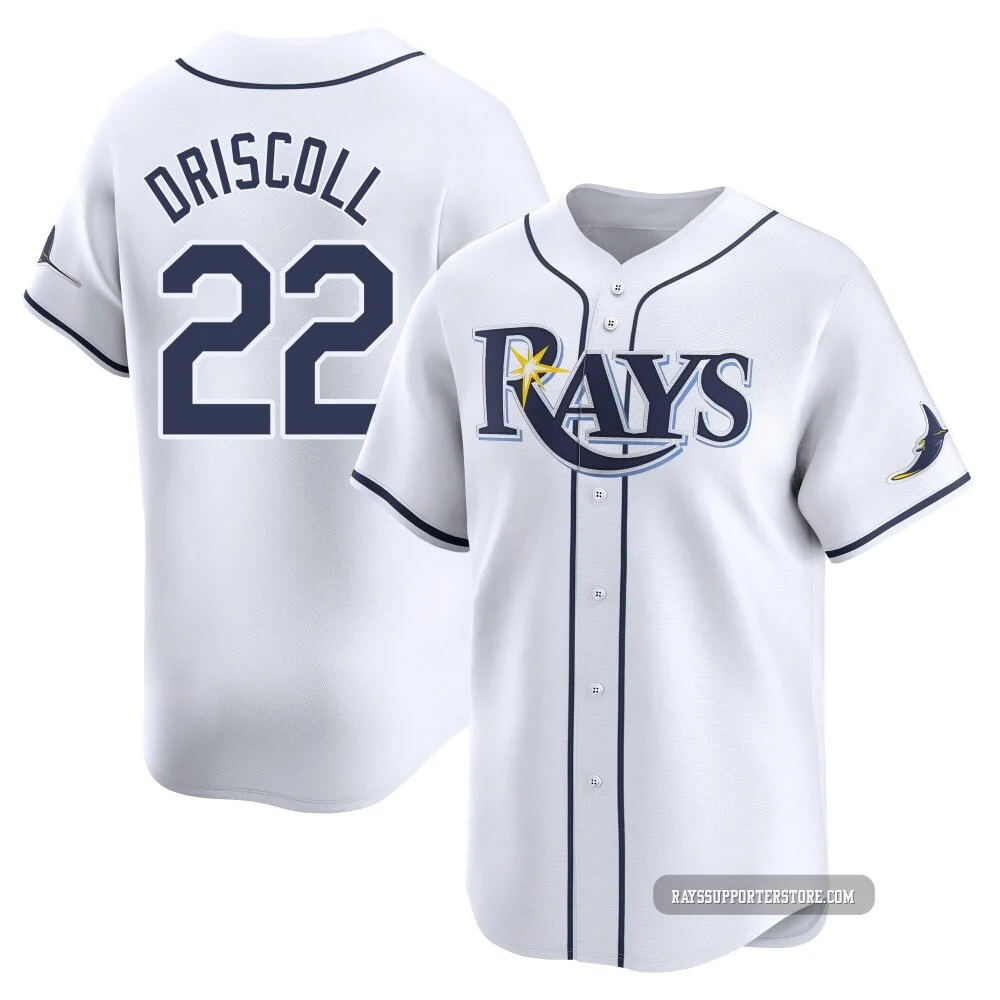 Tampa Bay Rays ＃22 Logan Driscoll Men's Limited Home Jersey - White