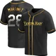 Tampa Bay Rays ＃28 Nick Martinez Men's Replica Black en Alternate Jersey - Gold
