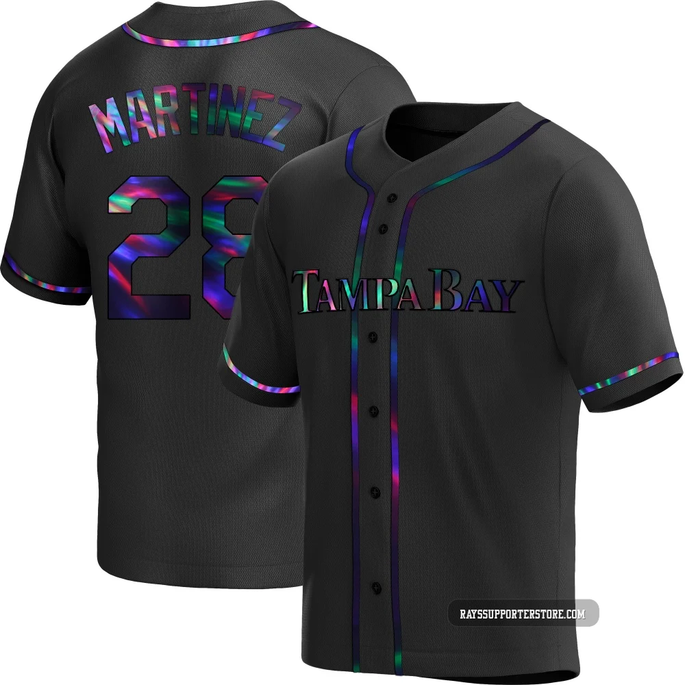Tampa Bay Rays ＃28 Nick Martinez Men's Replica Holographic Alternate Jersey - Black