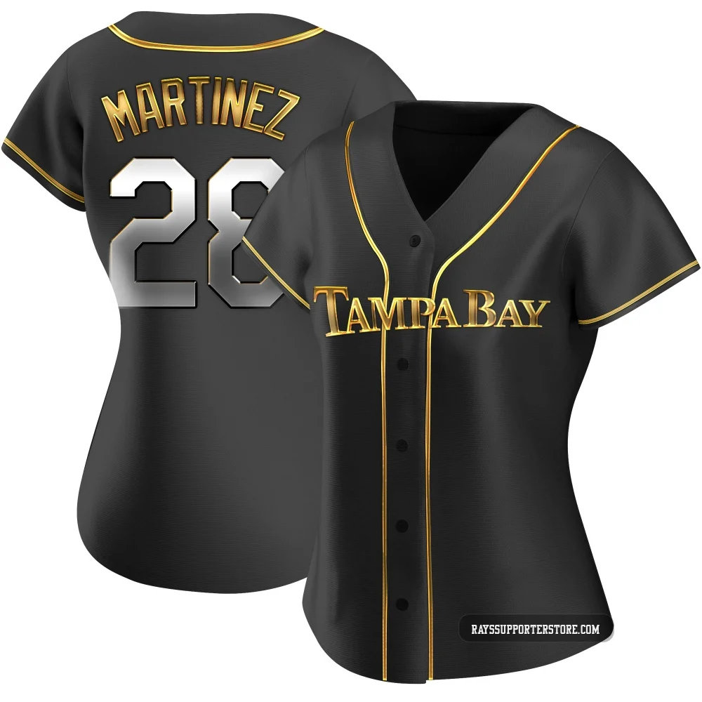 Tampa Bay Rays ＃28 Nick Martinez Women's Replica Black en Alternate Jersey - Gold