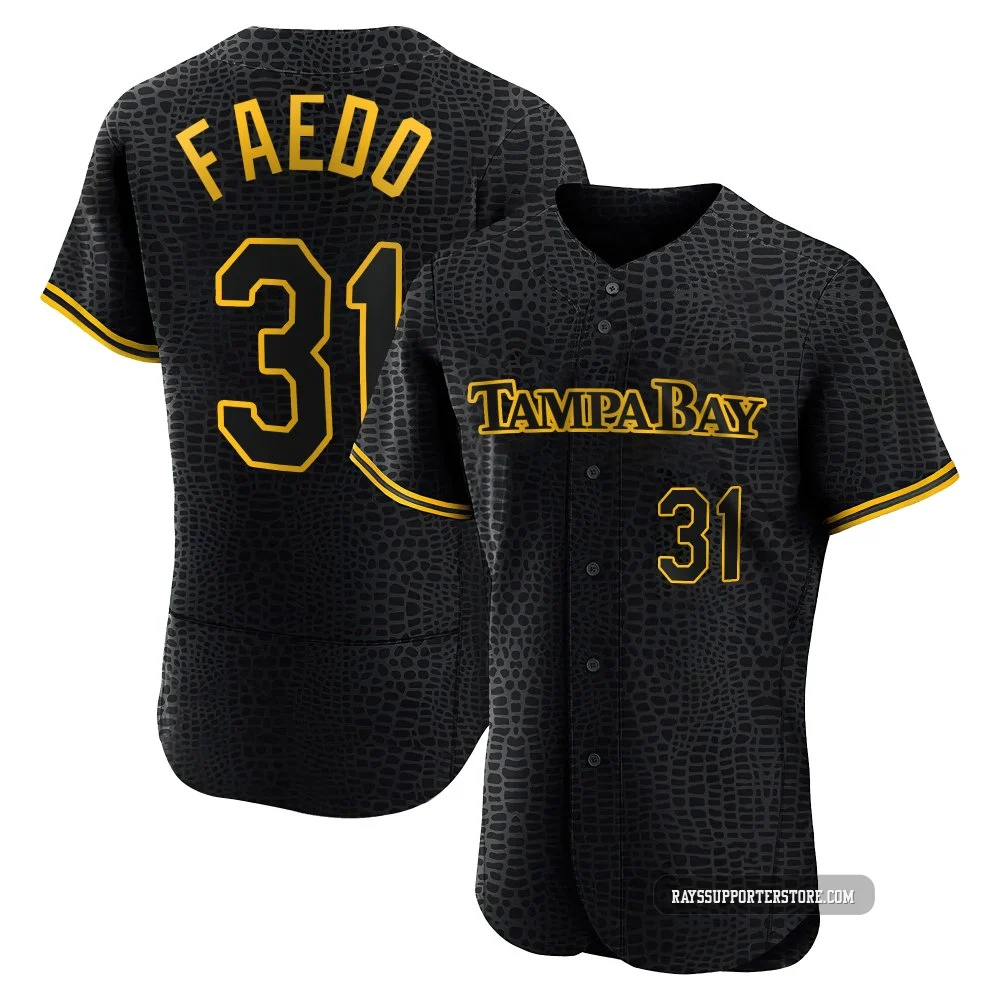 Tampa Bay Rays ＃31 Alex Faedo Men's Authentic Snake Skin City Jersey - Black