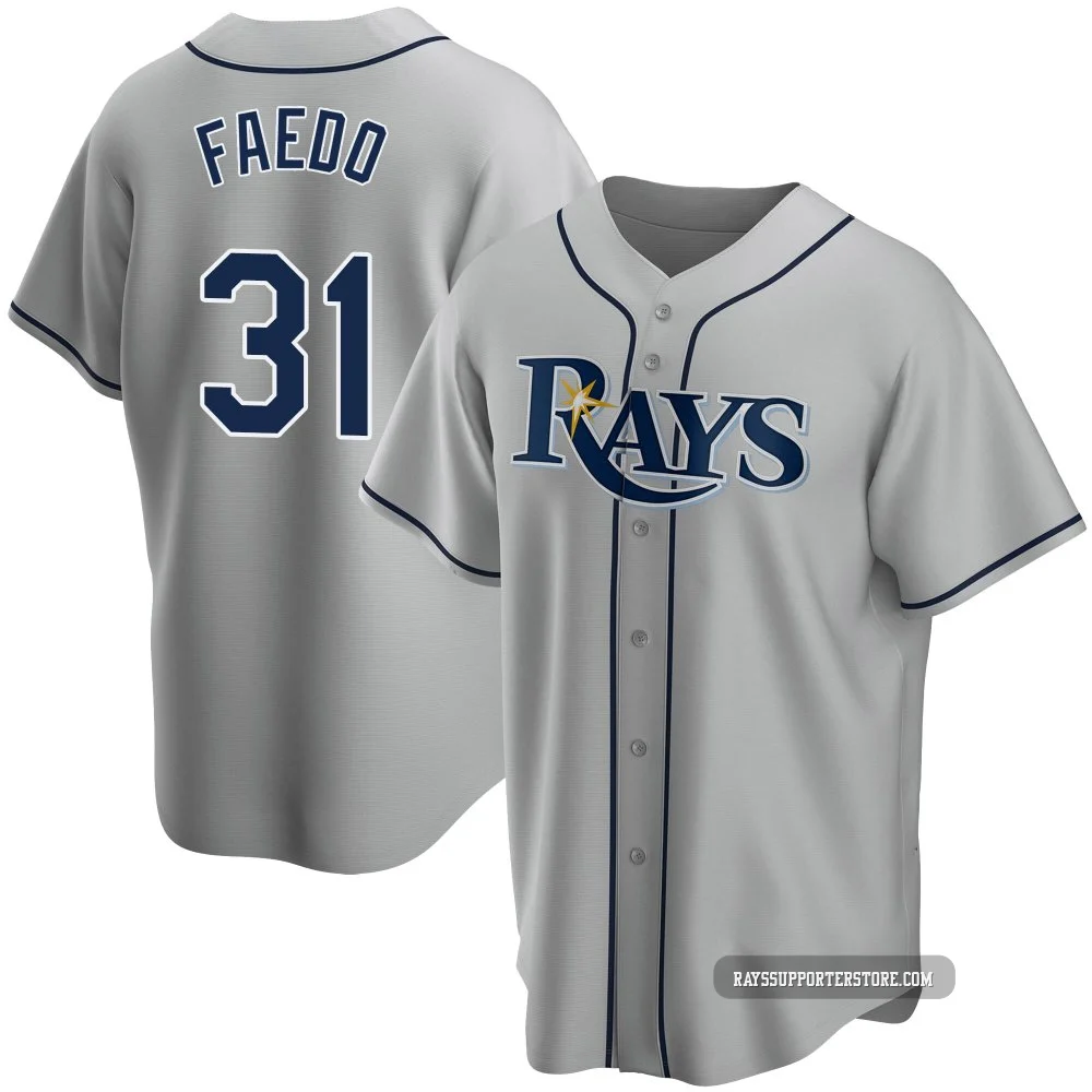 Tampa Bay Rays ＃31 Alex Faedo Men's Replica Road Jersey - Gray