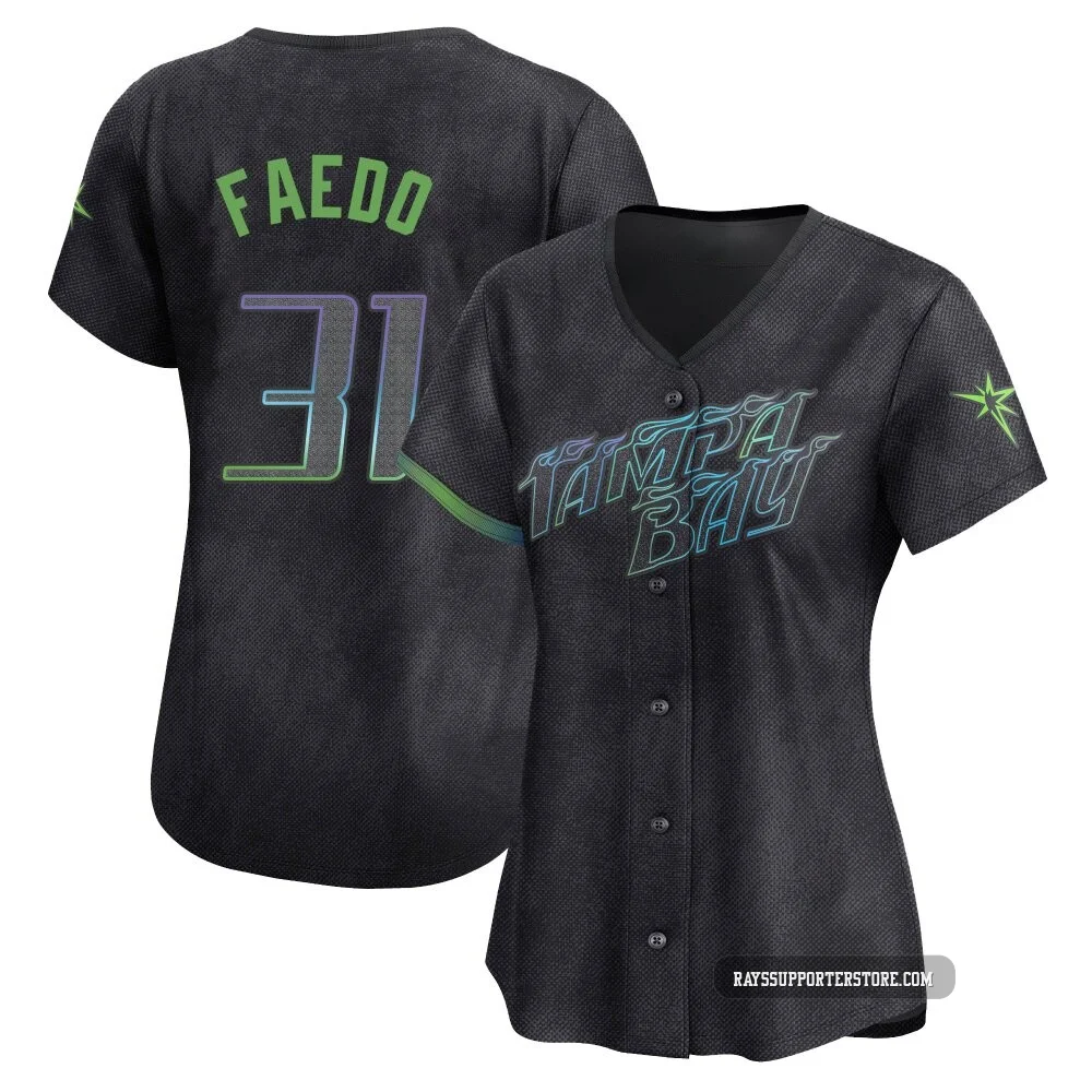 Tampa Bay Rays ＃31 Alex Faedo Women's Limited 2024 City Connect Jersey - Charcoal