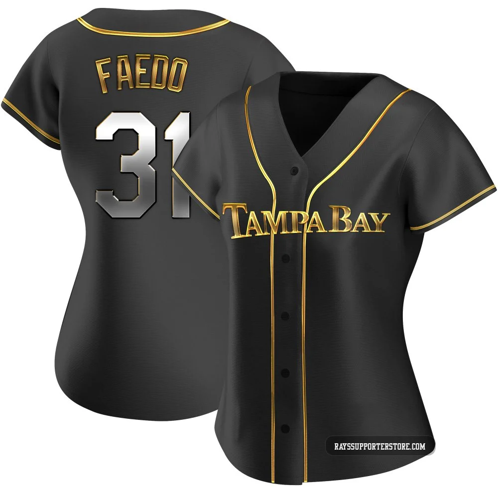 Tampa Bay Rays ＃31 Alex Faedo Women's Replica Black en Alternate Jersey - Gold