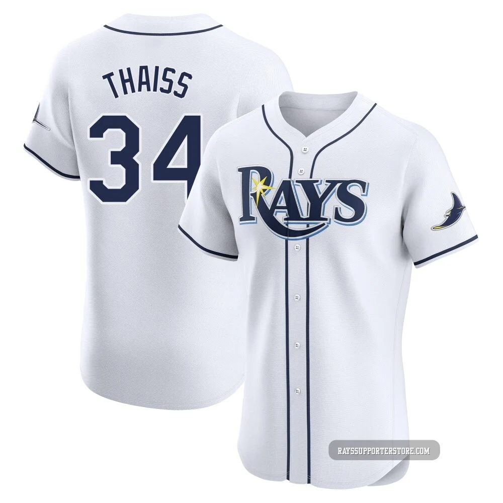 Tampa Bay Rays ＃34 Matt Thaiss Men's Elite Home Jersey - White