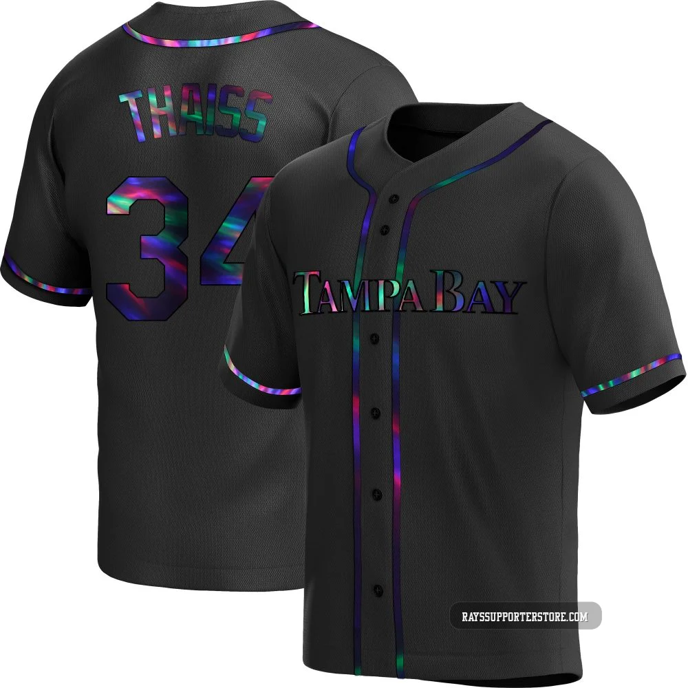 Tampa Bay Rays ＃34 Matt Thaiss Men's Replica Holographic Alternate Jersey - Black