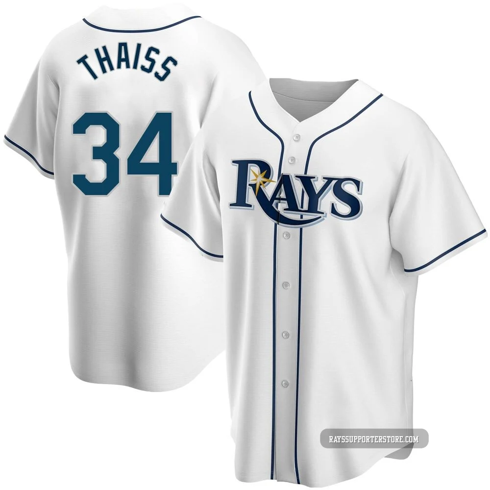 Tampa Bay Rays ＃34 Matt Thaiss Men's Replica Home Jersey - White