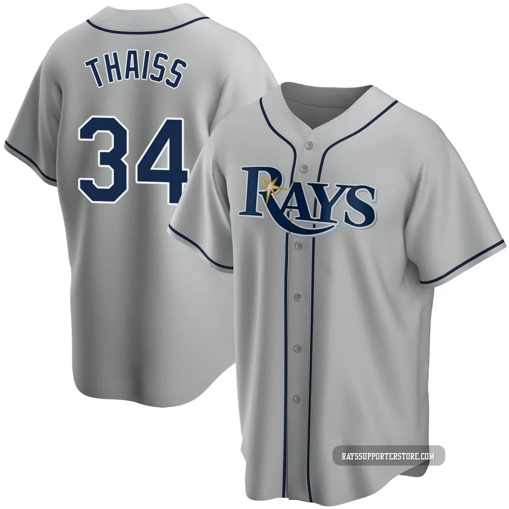 Tampa Bay Rays ＃34 Matt Thaiss Men's Replica Road Jersey - Gray