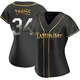Tampa Bay Rays ＃34 Matt Thaiss Women's Replica Black en Alternate Jersey - Gold
