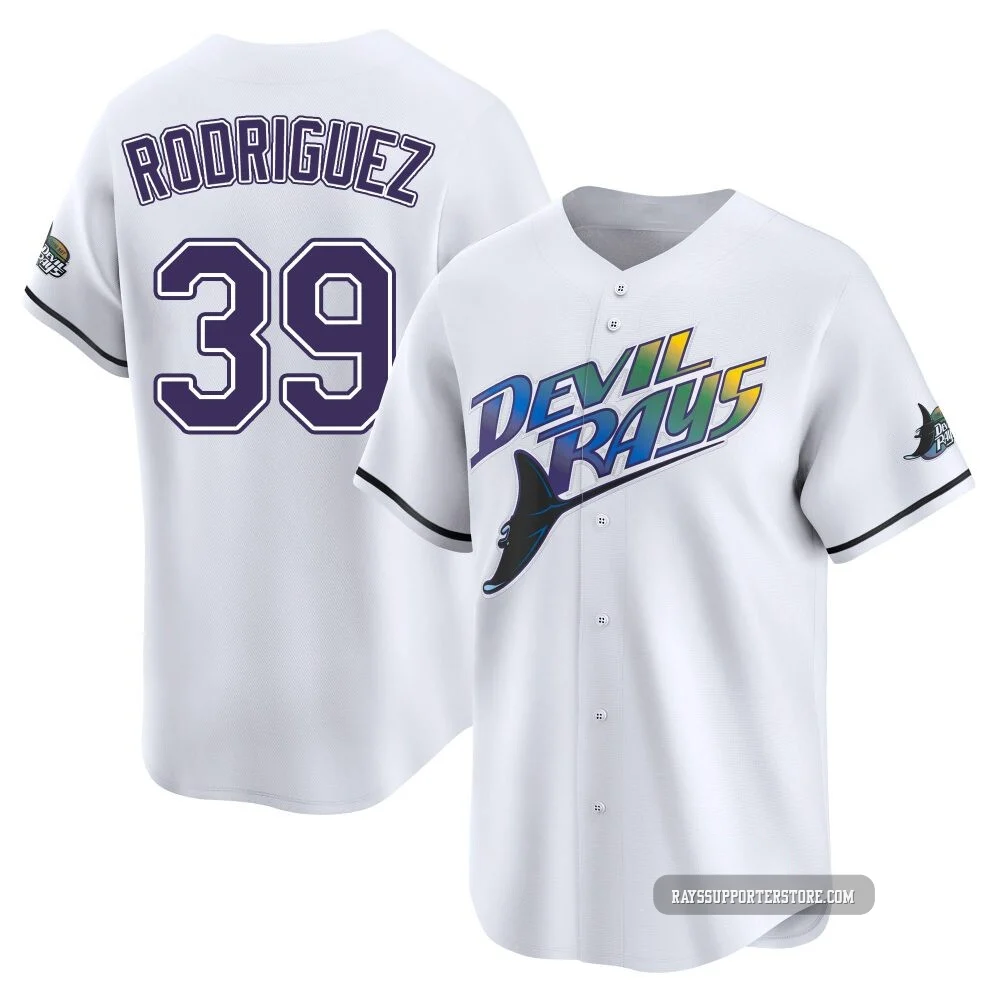 Tampa Bay Rays ＃39 Manuel Rodriguez Men's Limited Throwback Cooperstown Jersey - White