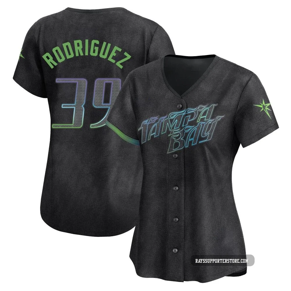 Tampa Bay Rays ＃39 Manuel Rodriguez Women's Limited 2024 City Connect Jersey - Charcoal