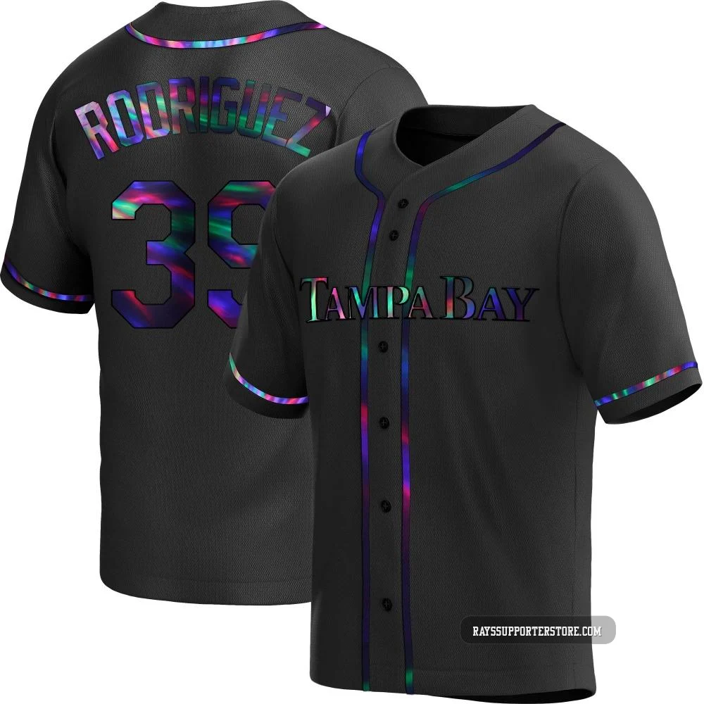 Tampa Bay Rays ＃39 Manuel Rodriguez Youth Replica Holographic Alternate Jersey - Black