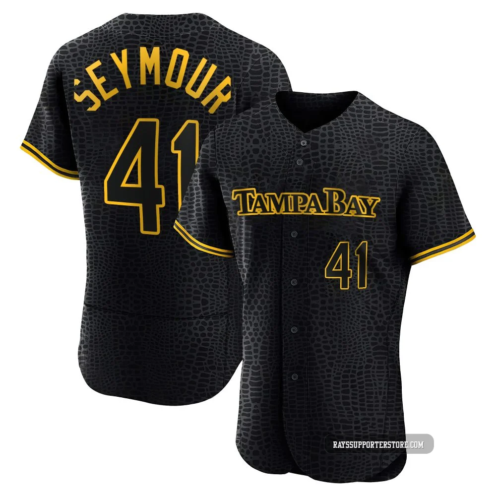Tampa Bay Rays ＃41 Bob Seymour Men's Authentic Snake Skin City Jersey - Black