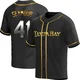 Tampa Bay Rays ＃41 Bob Seymour Men's Replica Black en Alternate Jersey - Gold