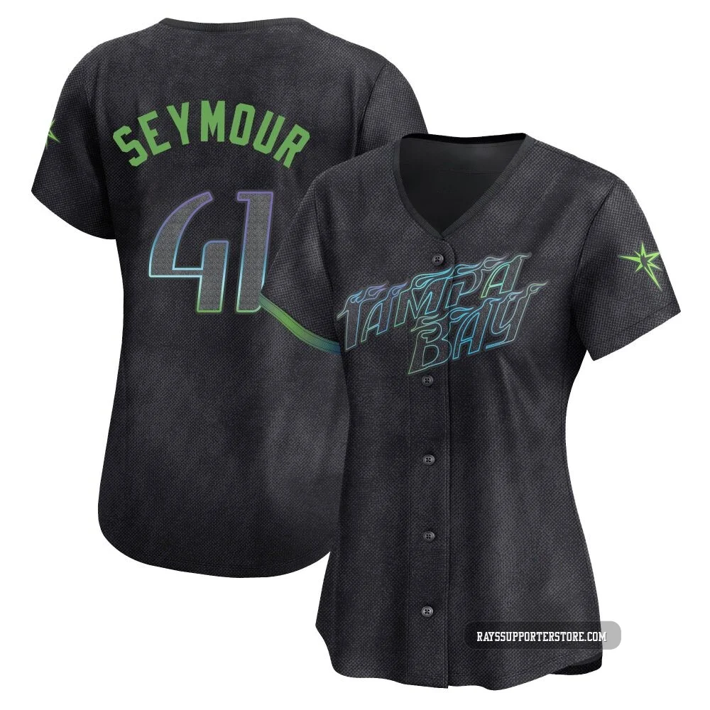 Tampa Bay Rays ＃41 Bob Seymour Women's Limited 2024 City Connect Jersey - Charcoal