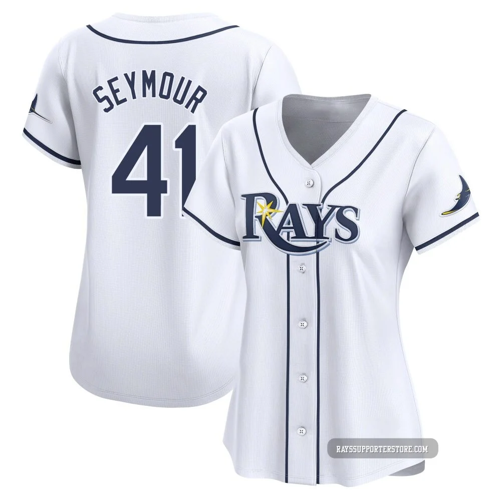 Tampa Bay Rays ＃41 Bob Seymour Women's Limited Home Jersey - White