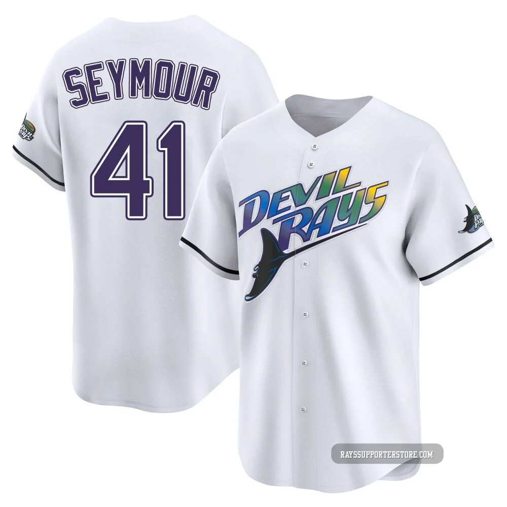 Tampa Bay Rays ＃41 Bob Seymour Youth Limited Throwback Cooperstown Jersey - White