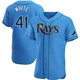 Tampa Bay Rays ＃41 Colby White Men's Authentic Alternate Jersey - Light Blue