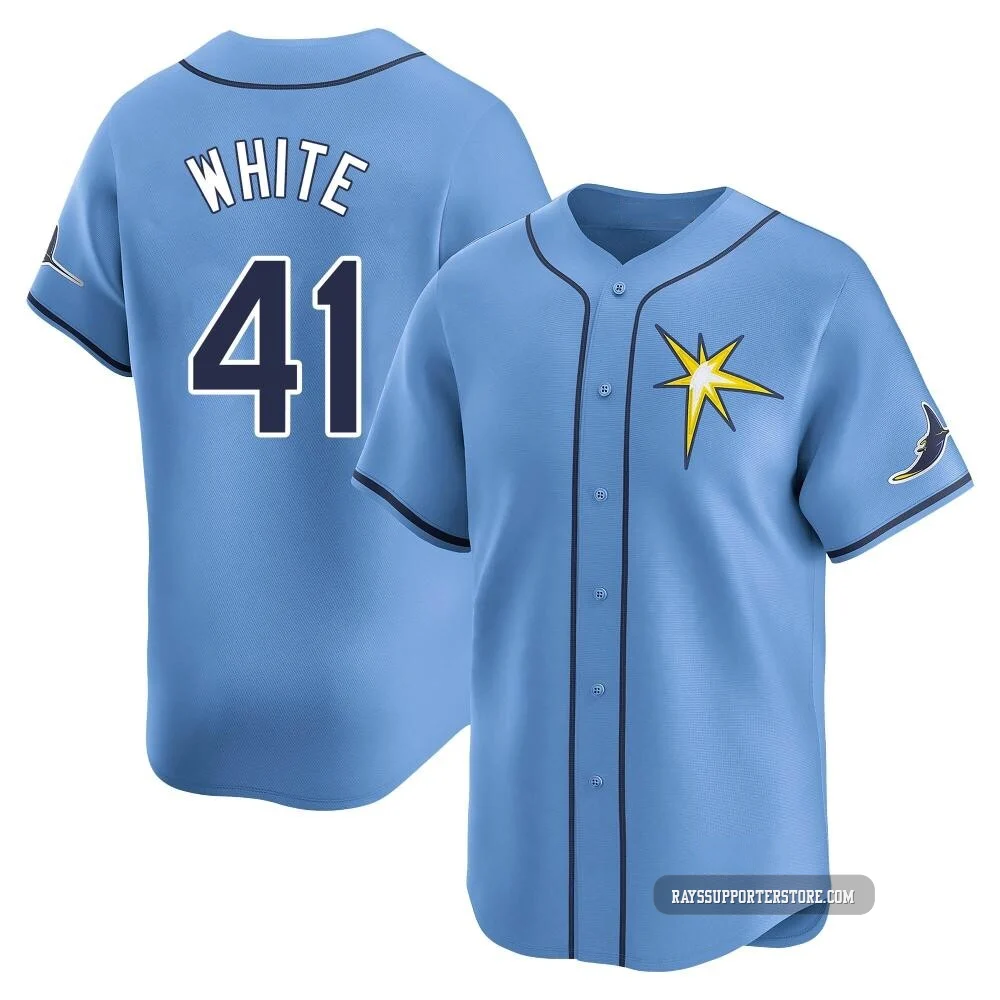 Tampa Bay Rays ＃41 Colby White Men's Limited Alternate Jersey - Light Blue