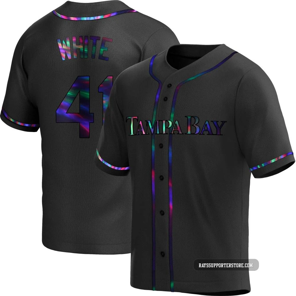 Tampa Bay Rays ＃41 Colby White Men's Replica Holographic Alternate Jersey - Black