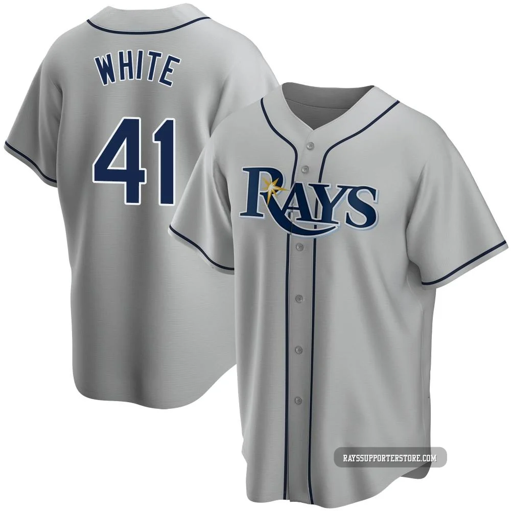 Tampa Bay Rays ＃41 Colby White Men's Replica Road Jersey - Gray