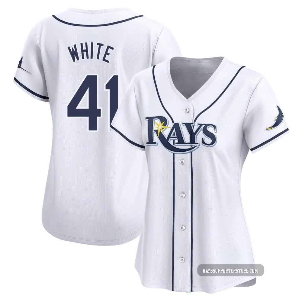 Tampa Bay Rays ＃41 Colby White Women's Limited Home Jersey - White