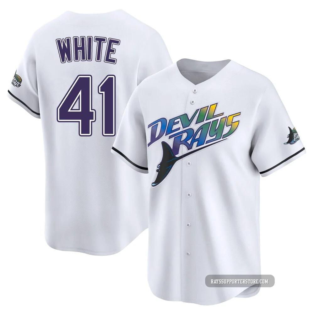 Tampa Bay Rays ＃41 Colby White Youth Limited Throwback Cooperstown Jersey - White