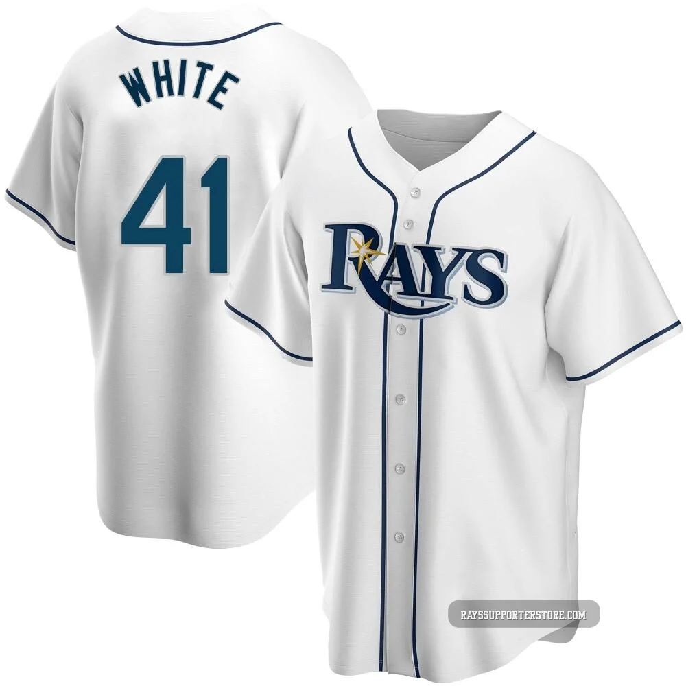 Tampa Bay Rays ＃41 Colby White Youth Replica Home Jersey - White