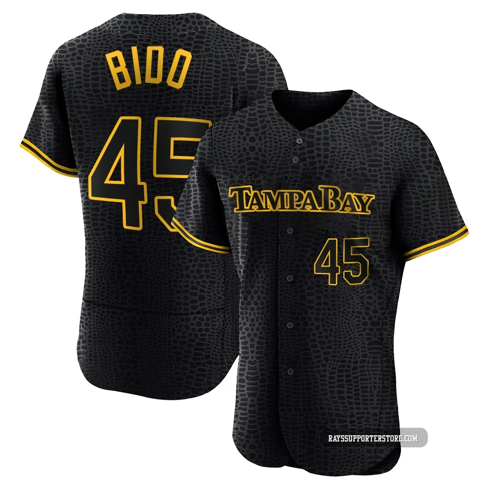 Tampa Bay Rays ＃45 Osvaldo Bido Men's Authentic Snake Skin City Jersey - Black