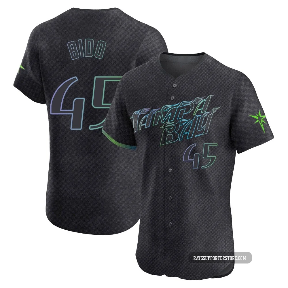 Tampa Bay Rays ＃45 Osvaldo Bido Men's Elite 2024 City Connect Jersey - Charcoal