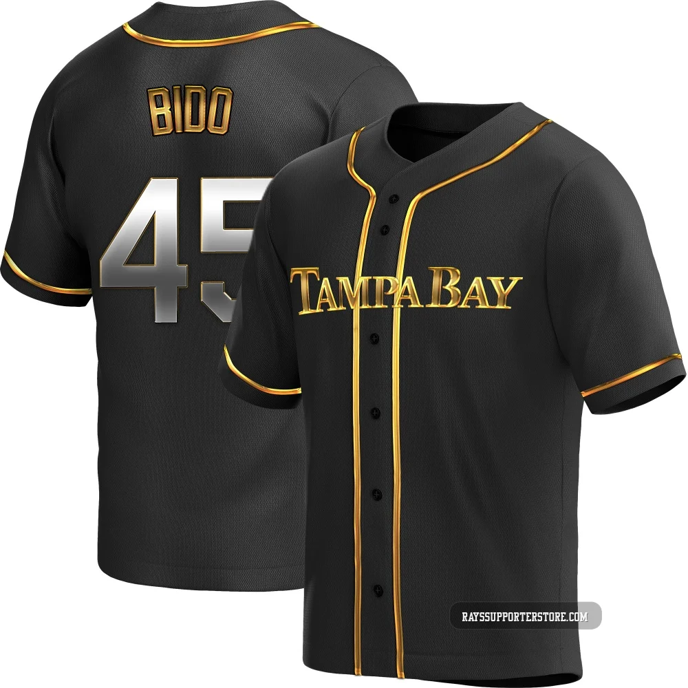 Tampa Bay Rays ＃45 Osvaldo Bido Men's Replica Black en Alternate Jersey - Gold