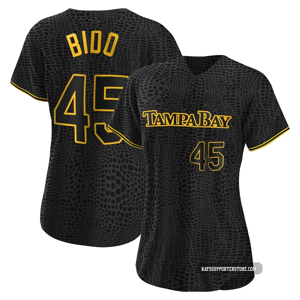 Tampa Bay Rays ＃45 Osvaldo Bido Women's Replica Snake Skin City Jersey - Black