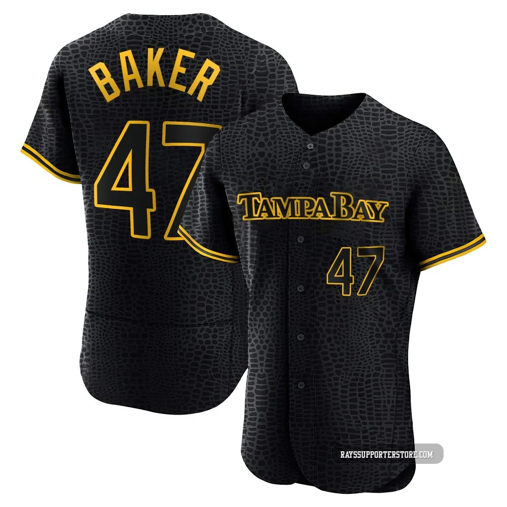 Tampa Bay Rays ＃47 Bryan Baker Men's Authentic Snake Skin City Jersey - Black