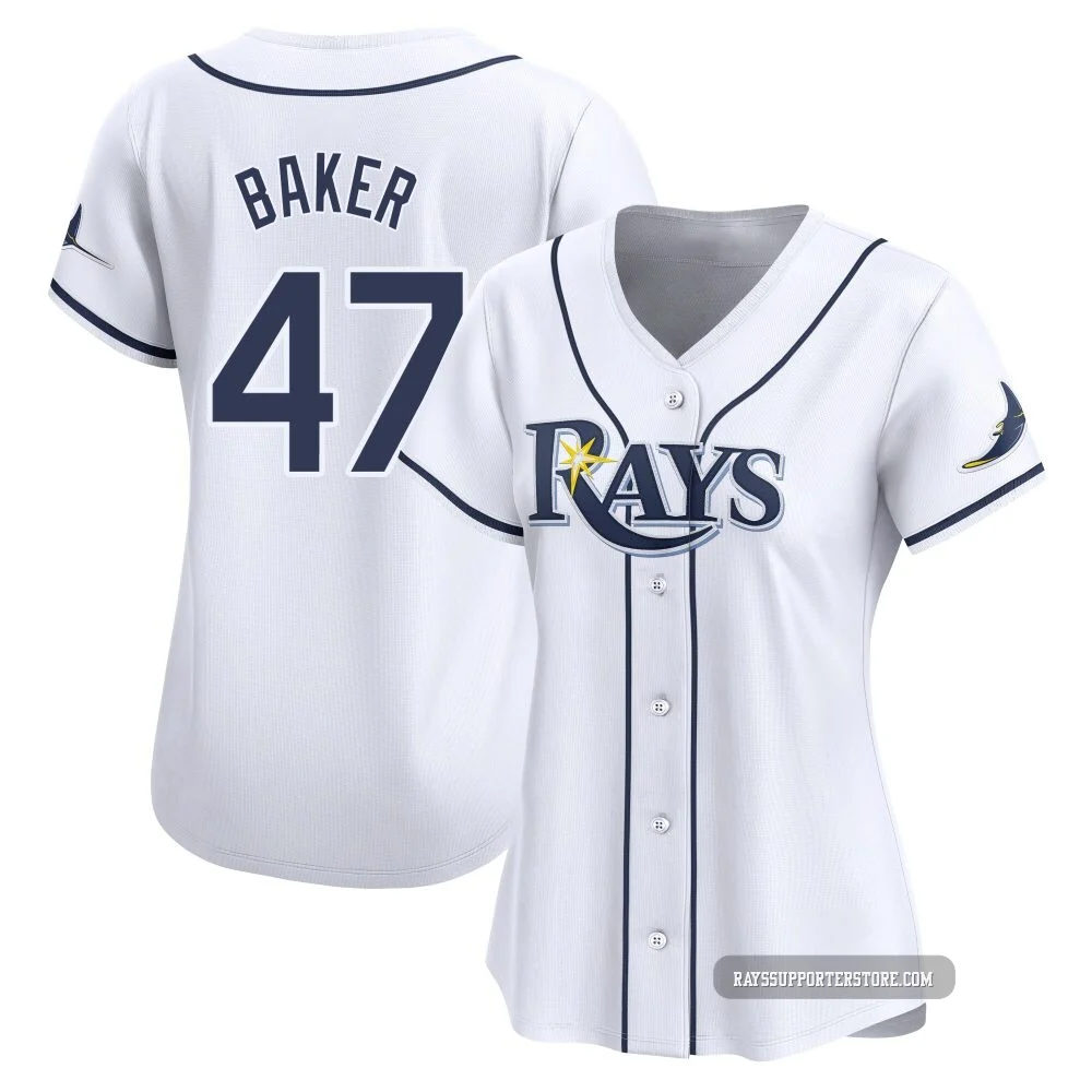 Tampa Bay Rays ＃47 Bryan Baker Women's Limited Home Jersey - White
