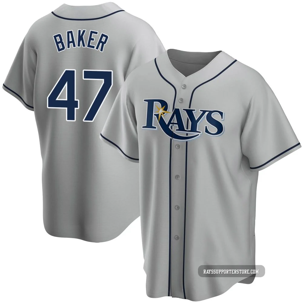 Tampa Bay Rays ＃47 Bryan Baker Youth Replica Road Jersey - Gray