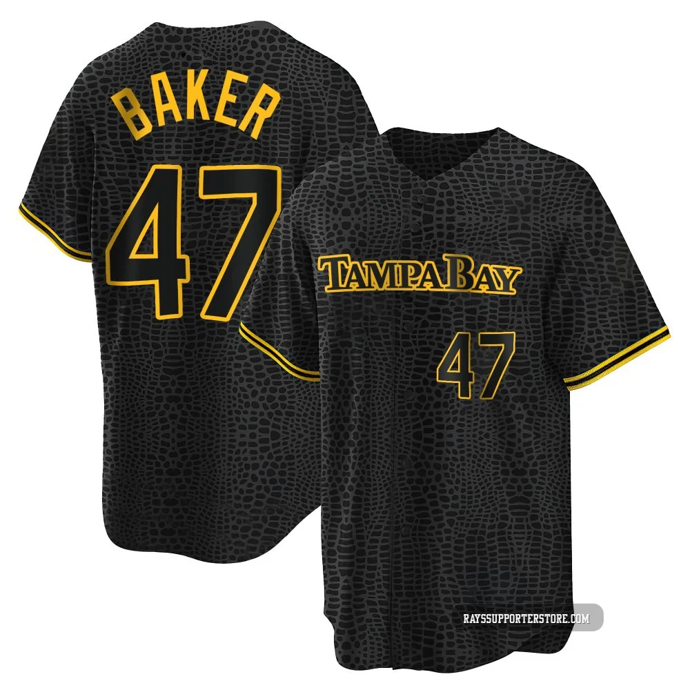 Tampa Bay Rays ＃47 Bryan Baker Youth Replica Snake Skin City Jersey - Black