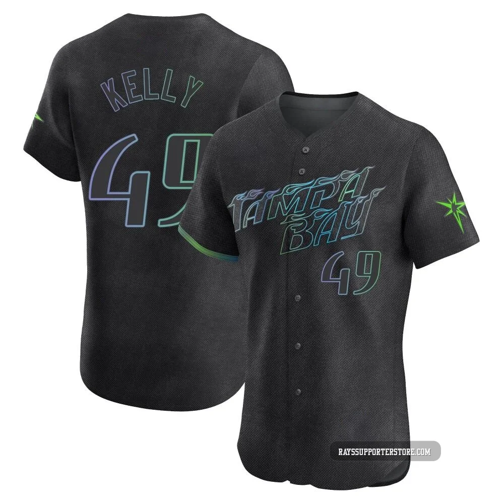 Tampa Bay Rays ＃49 Kevin Kelly Men's Elite 2024 City Connect Jersey - Charcoal
