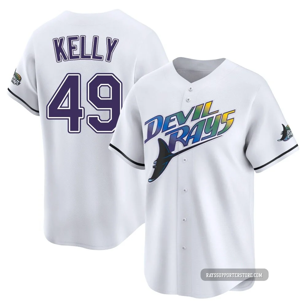 Tampa Bay Rays ＃49 Kevin Kelly Men's Limited Throwback Cooperstown Jersey - White