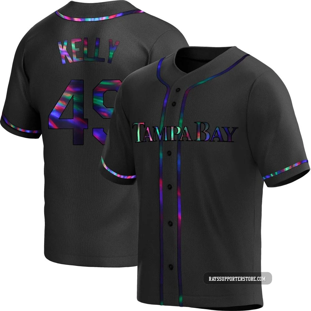 Tampa Bay Rays ＃49 Kevin Kelly Men's Replica Holographic Alternate Jersey - Black
