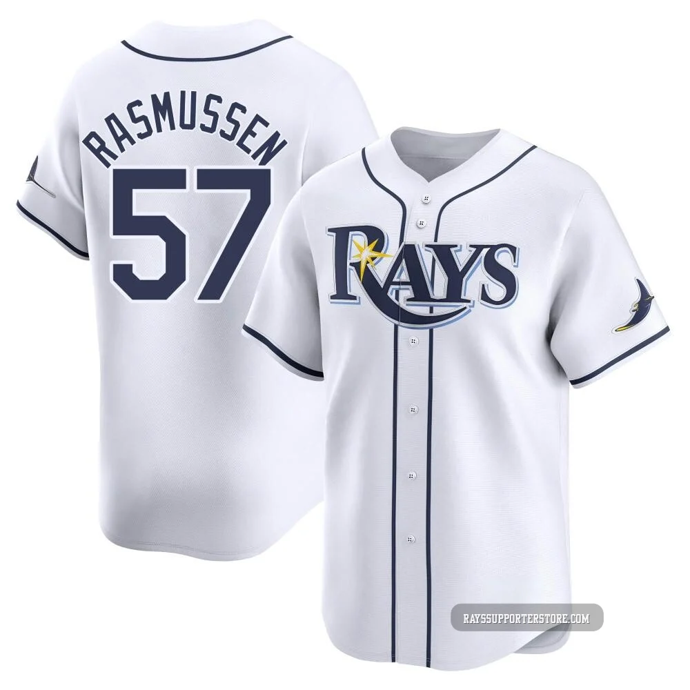 Tampa Bay Rays ＃57 Drew Rasmussen Men's Limited Home Jersey - White