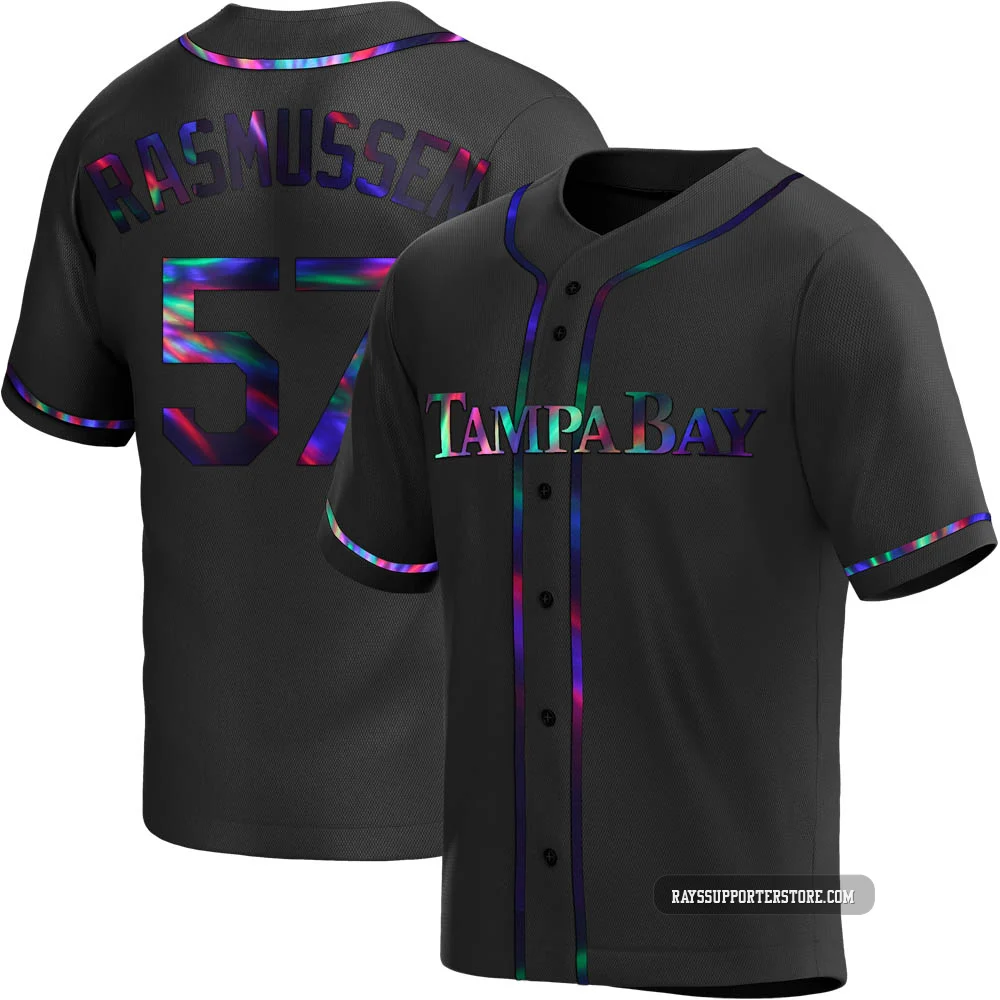 Tampa Bay Rays ＃57 Drew Rasmussen Men's Replica Holographic Alternate Jersey - Black